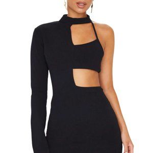 Pretty Little Thing Black High Neck One Shoulder Cut Out Bodycon Dress